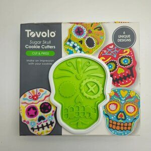 Tovolo Sugar Skull Cookie Cutters Cut & Press 6 Unique Designs Lime Green